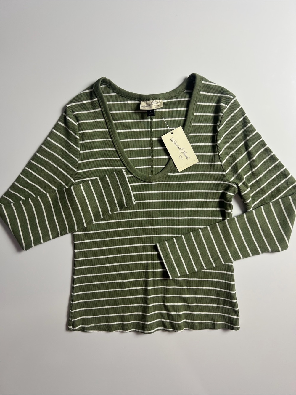 NWT Universal Thread Striped Long Sleeve, Green, Size M